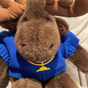 Brown Plush Moose with Blue Sweater
